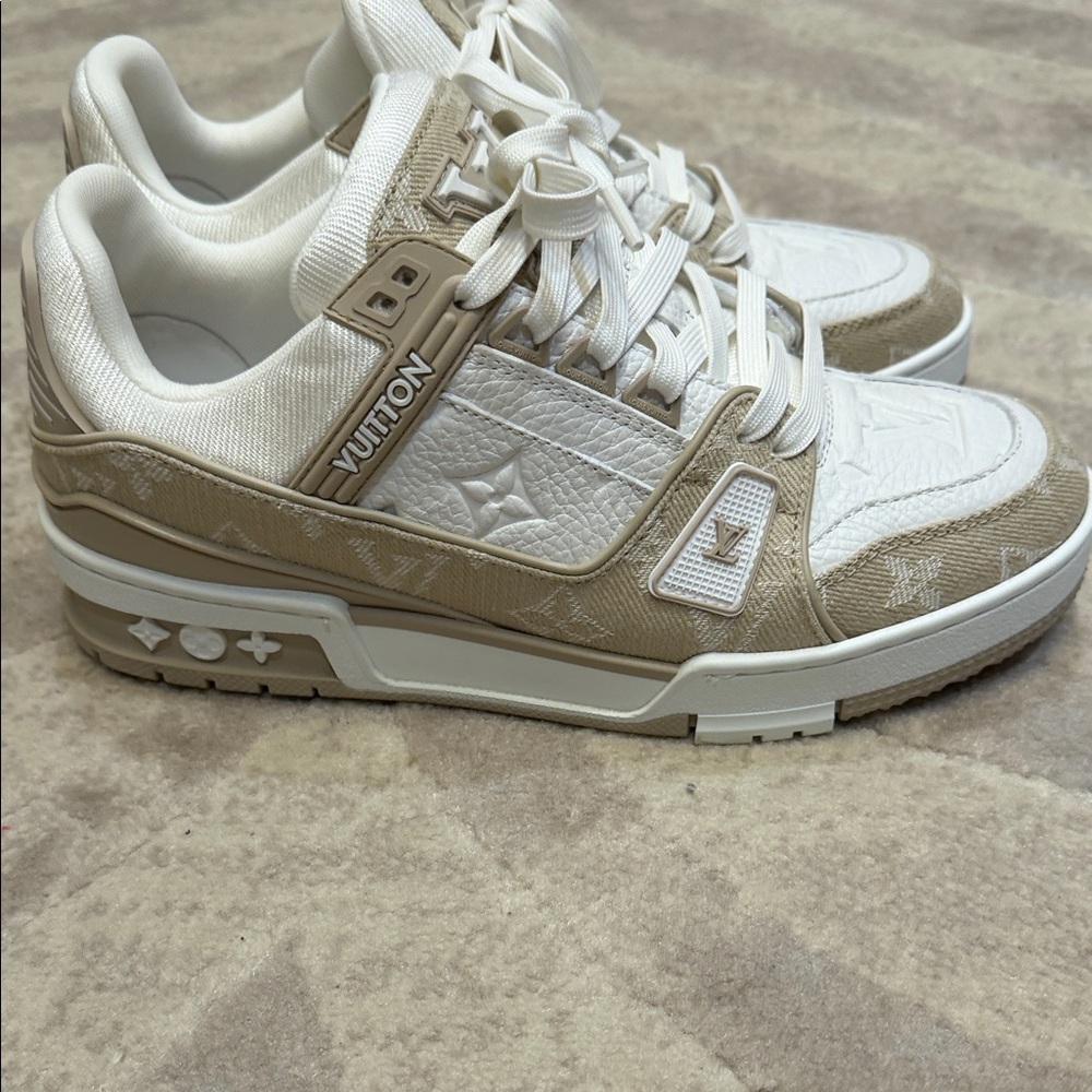 Louis Vuitton Tan and Cream Sneakers - Picture 6 of 7